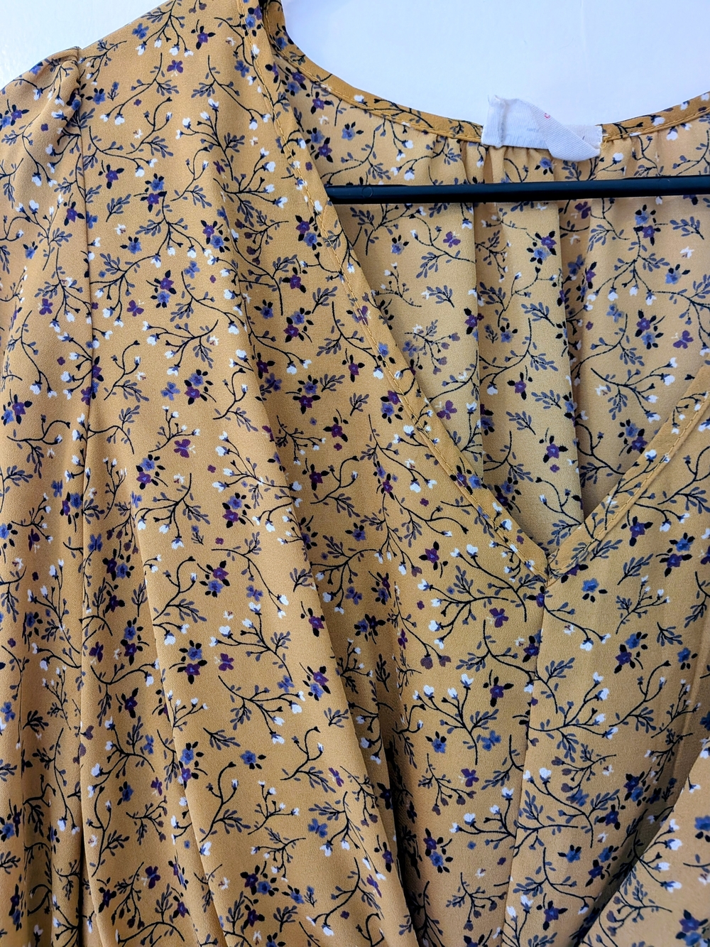 Sienna Sky Mustard Floral Tie-Front Long Sleeve Top - Picture 3 of 4
